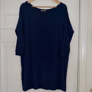 PIKO Bamboo Blend Navy Oversized Tunic Top. Marine Blue Oversized Sz L.